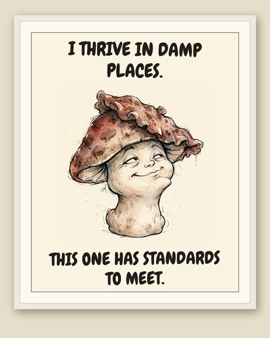 The same print shown framed with a cream mat — frame for display only, not included