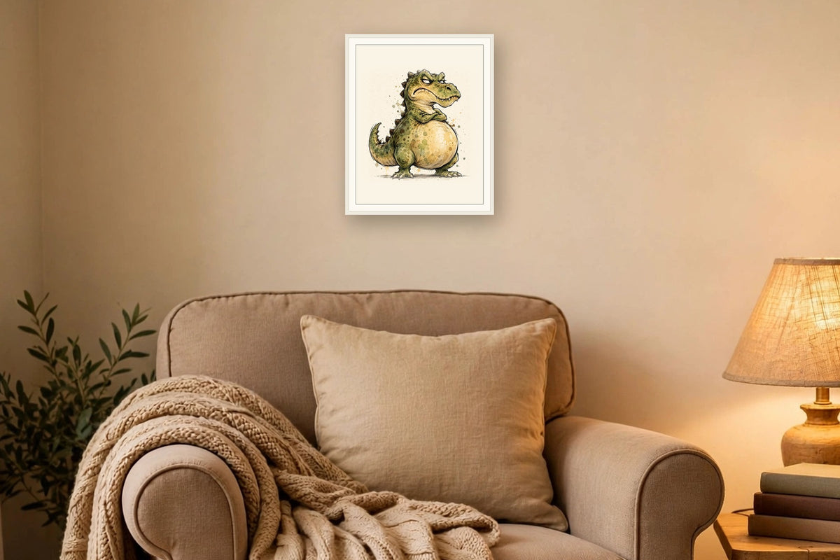 The same wordless print shown hanging on a wall — frame for display only, not included
