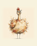 Wordless judgmental Chicken watercolor art print — the artwork alone on a warm cream background, no text