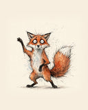 Wordless horrified Fox watercolor art print — the artwork alone on a warm cream background, no text