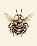 Wordless horrified Bee watercolor art print — the artwork alone on a warm cream background, no text