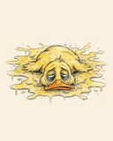 Wordless exhausted Yellow Duck watercolor art print — the artwork alone on a warm cream background, no text