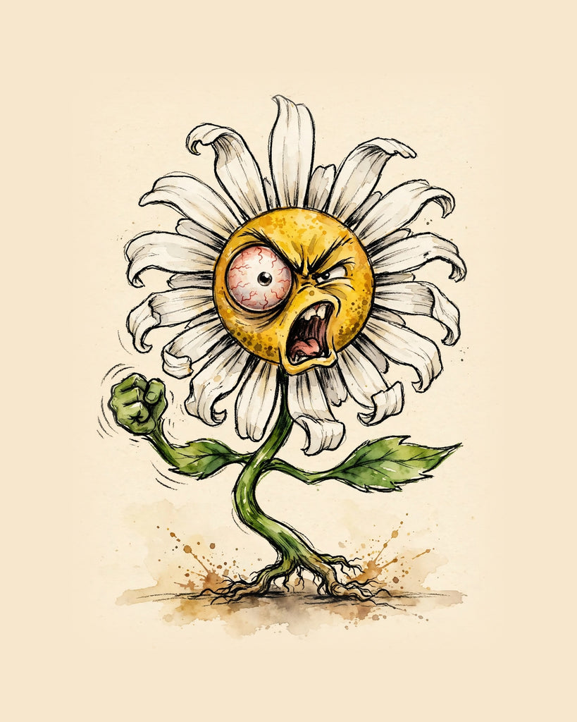 Wordless furious Daisies watercolor art print — the artwork alone on a warm cream background, no text