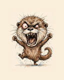 Wordless furious Otter watercolor art print — the artwork alone on a warm cream background, no text