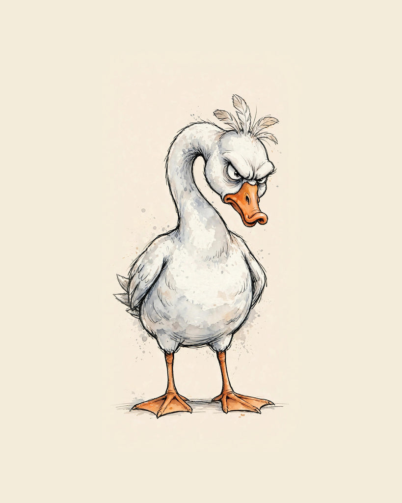 Wordless judgmental Goose watercolor art print — the artwork alone on a warm cream background, no text
