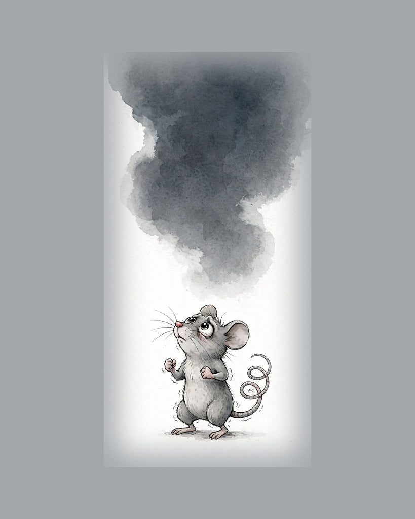 Wordless holy moly Brave Mouse watercolor art print — the artwork alone on a warm cream background, no text