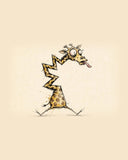 Wordless horrified Giraffe watercolor art print — the artwork alone on a warm cream background, no text