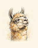 Wordless smug Llama watercolor art print — the artwork alone on a warm cream background, no text