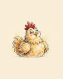 Wordless smug Chicken watercolor art print — the artwork alone on a warm cream background, no text
