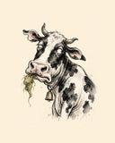 Wordless unbothered Cow watercolor art print — the artwork alone on a warm cream background, no text
