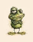 Wordless smug Frog watercolor art print — the artwork alone on a warm cream background, no text
