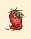 Wordless unbothered Strawberry watercolor art print — the artwork alone on a warm cream background, no text