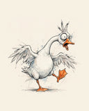 Wordless horrified Goose watercolor art print — the artwork alone on a warm cream background, no text