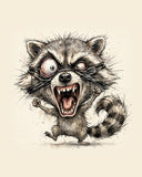Wordless furious Raccoon watercolor art print — the artwork alone on a warm cream background, no text