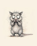 Wordless horrified Possum watercolor art print — the artwork alone on a warm cream background, no text