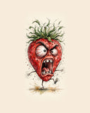 Wordless furious Strawberry watercolor art print — the artwork alone on a warm cream background, no text