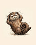 Wordless horrified Otter watercolor art print — the artwork alone on a warm cream background, no text