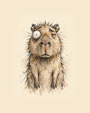 Wordless horrified Capybara watercolor art print — the artwork alone on a warm cream background, no text