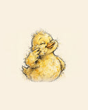 Wordless smug Yellow Duck watercolor art print — the artwork alone on a warm cream background, no text