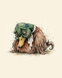 Wordless exhausted Mallard watercolor art print — the artwork alone on a warm cream background, no text