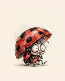 Wordless horrified Ladybug watercolor art print — the artwork alone on a warm cream background, no text