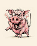 Wordless furious Pig watercolor art print — the artwork alone on a warm cream background, no text