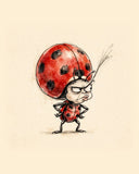 Wordless judgmental Ladybug watercolor art print — the artwork alone on a warm cream background, no text