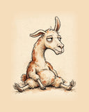 Wordless unbothered Llama watercolor art print — the artwork alone on a warm cream background, no text