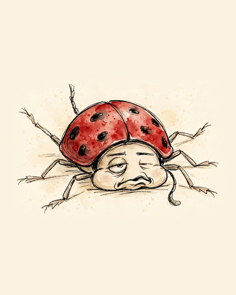 Wordless unbothered Ladybug watercolor art print — the artwork alone on a warm cream background, no text