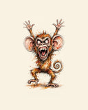 Wordless furious Monkey watercolor art print — the artwork alone on a warm cream background, no text