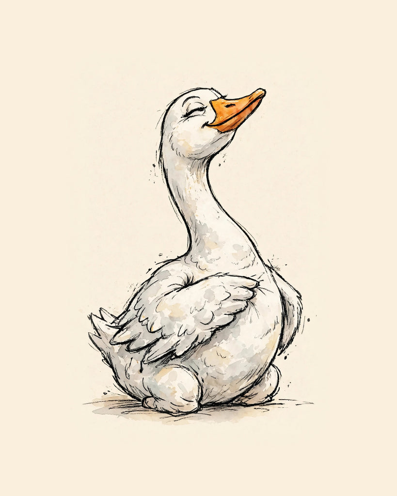 Wordless smug Goose watercolor art print — the artwork alone on a warm cream background, no text