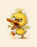 Wordless furious Yellow Duck watercolor art print — the artwork alone on a warm cream background, no text
