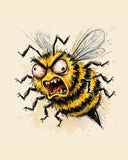 Wordless furious Bee watercolor art print — the artwork alone on a warm cream background, no text