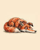 Wordless unbothered Fox watercolor art print — the artwork alone on a warm cream background, no text