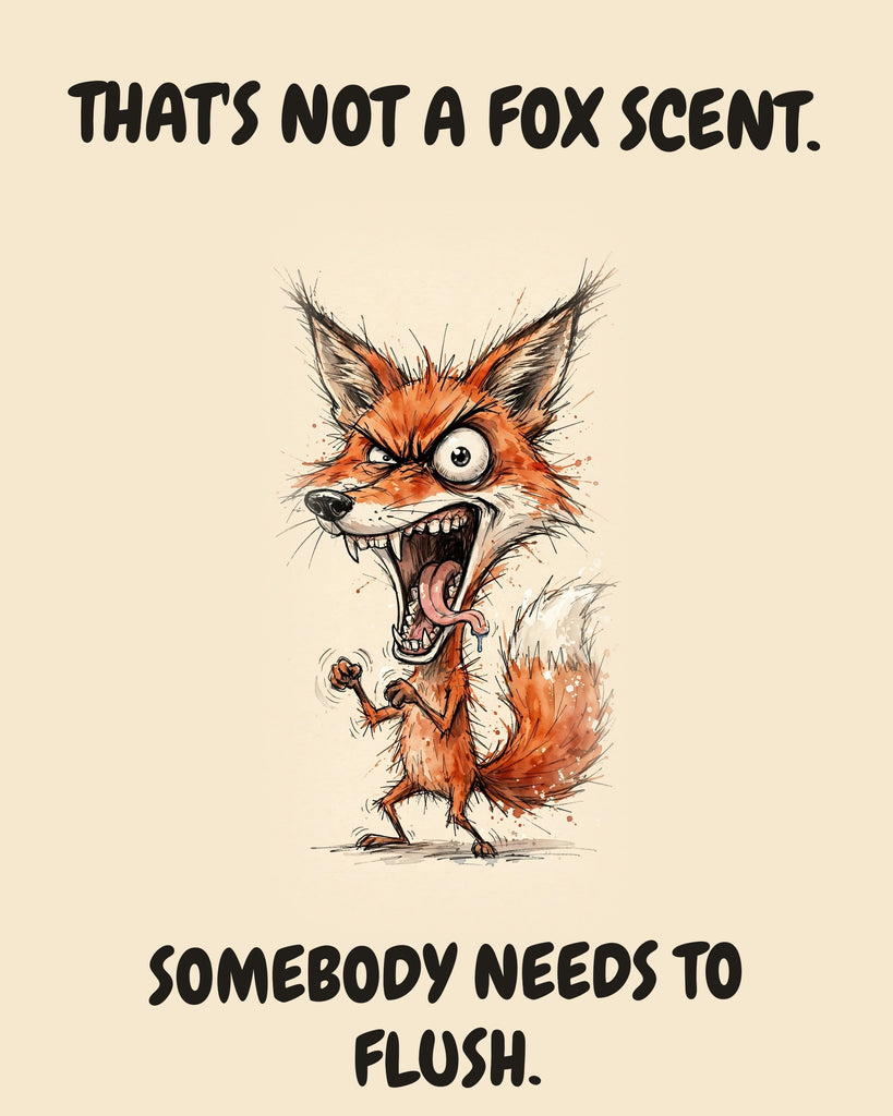Fox watercolor art print with the saying "THAT'S NOT A FOX SCENT. SOMEBODY NEEDS TO FLUSH."