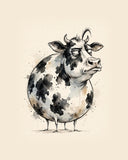 Wordless judgmental Cow watercolor art print — the artwork alone on a warm cream background, no text