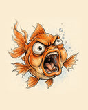 Wordless furious Fish watercolor art print — the artwork alone on a warm cream background, no text