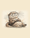 Wordless smug Otter watercolor art print — the artwork alone on a warm cream background, no text
