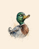 Wordless judgmental Mallard watercolor art print — the artwork alone on a warm cream background, no text