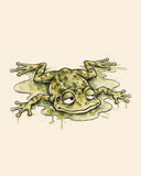 Wordless unbothered Frog watercolor art print — the artwork alone on a warm cream background, no text