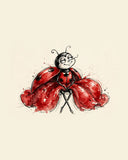 Wordless smug Ladybug watercolor art print — the artwork alone on a warm cream background, no text