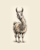 Wordless horrified Llama watercolor art print — the artwork alone on a warm cream background, no text