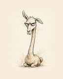 Wordless judgmental Llama watercolor art print — the artwork alone on a warm cream background, no text