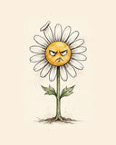 Wordless judgmental Daisies watercolor art print — the artwork alone on a warm cream background, no text
