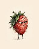 Wordless judgmental Strawberry watercolor art print — the artwork alone on a warm cream background, no text