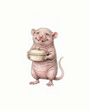 Wordless holy moly Naked Mole Rat watercolor art print — the artwork alone on a warm cream background, no text