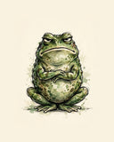 Wordless judgmental Frog watercolor art print — the artwork alone on a warm cream background, no text