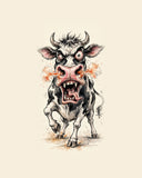 Wordless furious Cow watercolor art print — the artwork alone on a warm cream background, no text