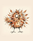 Wordless horrified Chicken watercolor art print — the artwork alone on a warm cream background, no text