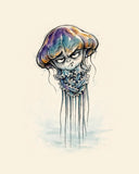 Wordless judgmental Jellyfish watercolor art print — the artwork alone on a warm cream background, no text